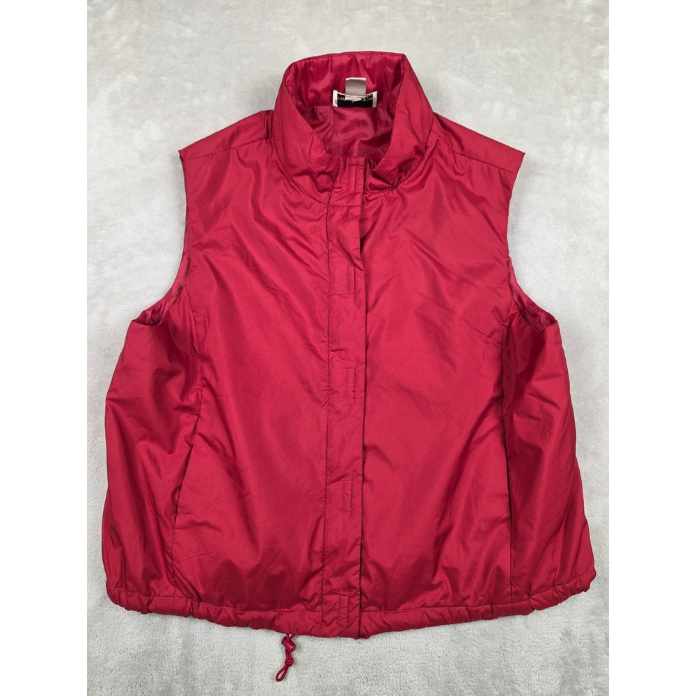 Vintage Evan Picone Vest Womens XL Red Full Zip Mock Neck Pockets Sleeveless